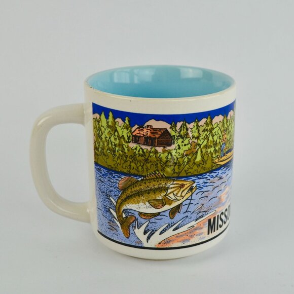 Missouri Coffee Mug Vintage Fish Boat Cabin Teal Interior - Picture 3 of 6